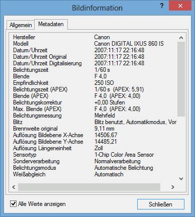 Bildinformation/Metadaten